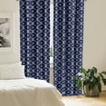 thumbnail image 2 of Ambesonne Geometric Curtains, Marine Motifs Aquatic, Pair of 28"x95", Dark Blue and White, 2 of 5