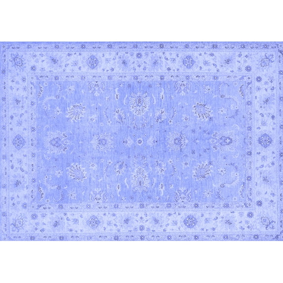 Ahgly Company Machine Washable Indoor Rectangle Oriental Blue Traditional Area Rugs, 7' x 9'