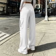 thumbnail image 4 of BAVIRRA Women's Drawstring Elastic Waist Cargo Wide Leg Sweatpants, Knit Flared Casual Pants with Large Cargo Pockets, Loose Streetwear Lounge Bottoms, 4 of 6