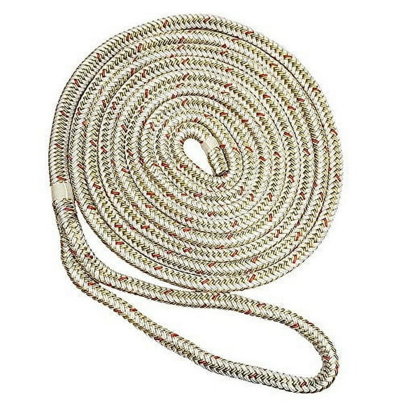 England Ropes 1/2 x 15' Nylon Double Braid Dock  - White/Gold w/Tracer