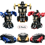 Amerteer 3 Pack Robot Car Toy 2 in 1 Deformation Car for Kids Boys Playing Best Christmas Birthday Gifts for 4 5 6 7 8 Year Old Girls Boys
