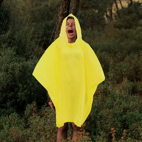 SWETRACE 1Set Reusable Rain Poncho for Adults Yellow EVA Waterproof Hooded for Outdoor Travel