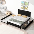 thumbnail image 3 of Euroco Queen Platform Bed with 2 Drawers and Trundle,Solid Metal Frame with Headboard for Adults,Black, 3 of 17