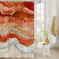 thumbnail image 4 of Fabric Shower Curtain Abstract Orange Gradient Beach Ocean Wave Oil Painting Shower Curtains with 12 Hooks Waterproof Machine Washable Bath Curtains for Bathroom, 48x 72in, 4 of 6