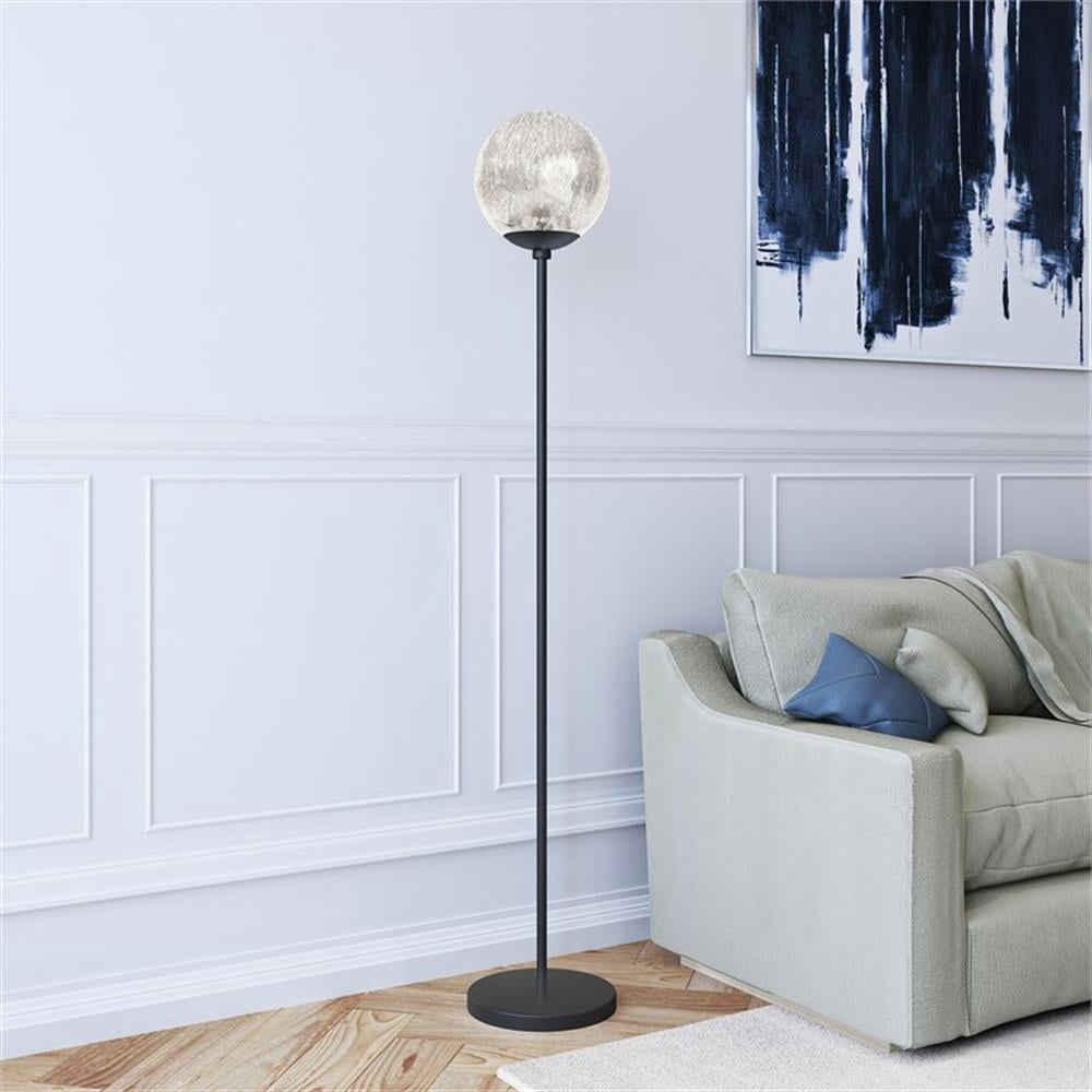 Evelyn&Zoe Oula 66" Tall Floor Lamp with Glass Shade, Blackened Bronze/Mercury Glass