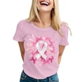 thumbnail image 2 of XDZJLR Breast Cancer Gifts T Shirts For Women Ladies Pink Ribbon Graphic Round Neck Short Sleeve T Shirt Tops Tshirts L, 2 of 4