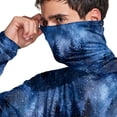 thumbnail image 4 of Havenx Men's Upf 50+ Sun Protection Shirt Plant Print Long Sleeve Hoodies with Mask Rapid Dry Rash Guard Casual Summer Lightweight Athletic Workout Clothing,Dark Purple 3XL, 4 of 5