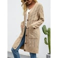 thumbnail image 4 of Ecetana Womens Long Sleeve Cable Knit Long Cardigan Open Front Button Sweater Outerwear with Pockets, 4 of 5