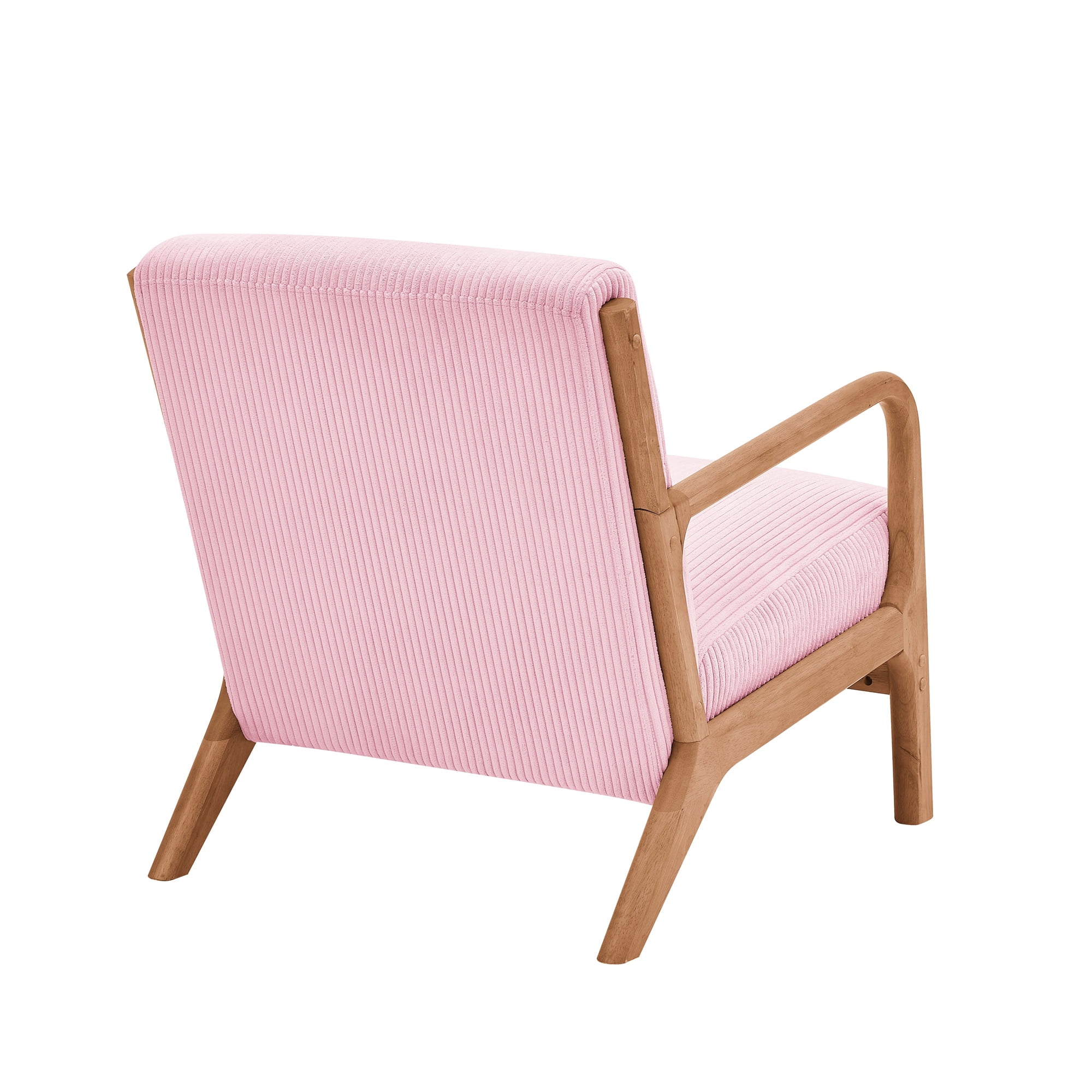 Aukfa Corduroy Mid Century Modern Accent Chair w/ Wood Frame&Pillow for Living Room, Pink