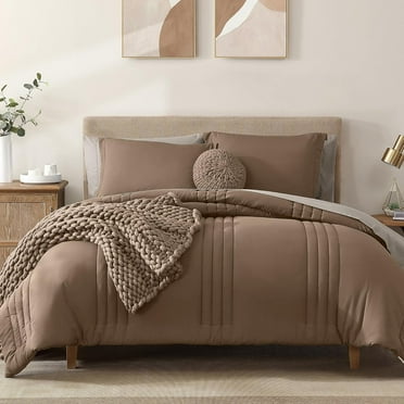 Queen Comforter Set - 7 Pieces Raw Umber Bed in a Bag Queen Bedding Sets with Comforters, All Seasons Down Alternative Comforter Bed Set with Sheets,Pillowcases & Shams
