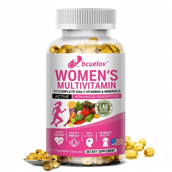 Bcuelov Women's Multivitamin Supplement, 120 Veggie Capsules, Supports Daily Nutritional Needs & Wellness