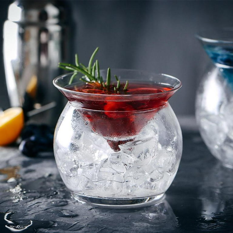 1 Set Conical Wine Holder Server Fruit Dish Crystal Mixology Iced