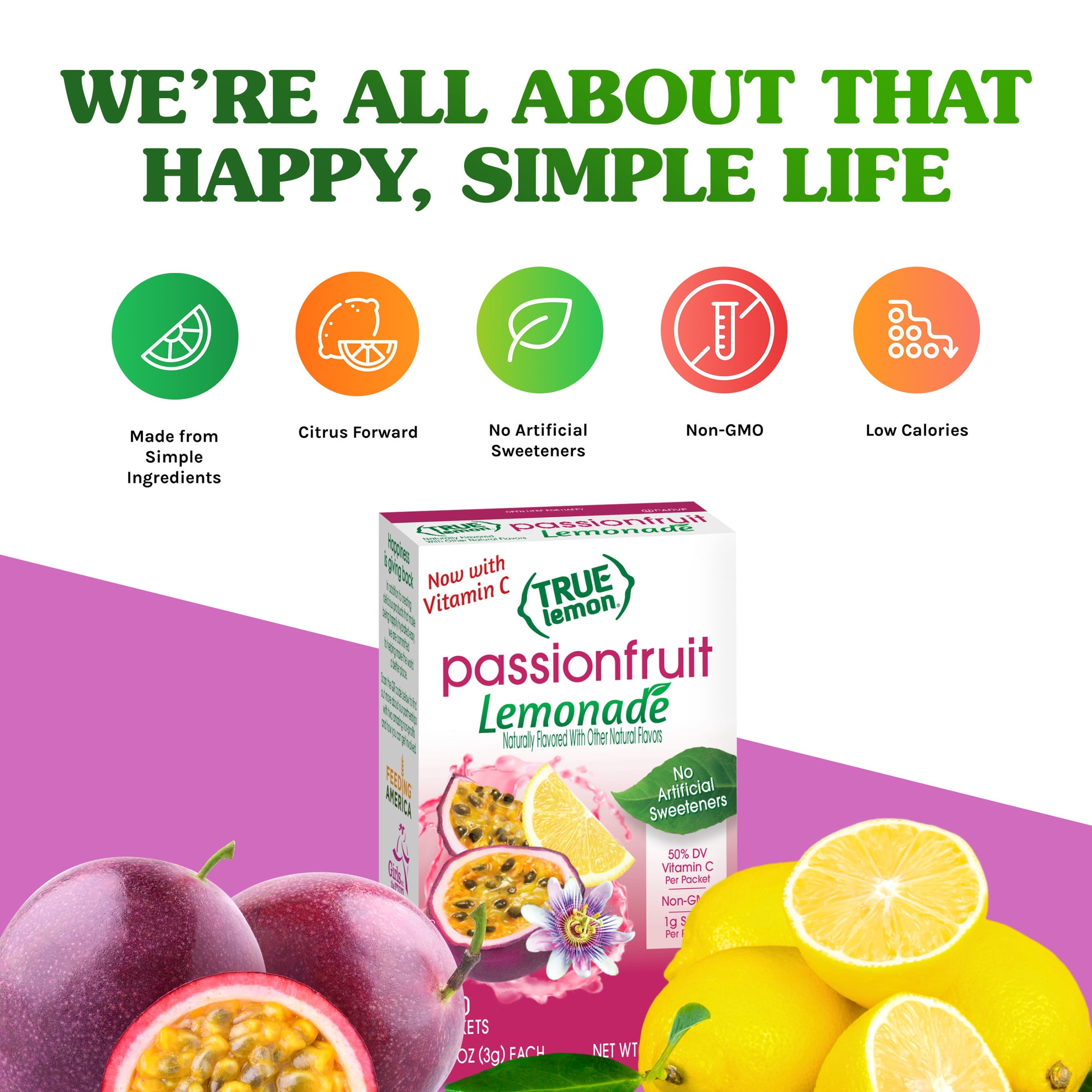 (12 pack) True Lemon Passionfruit Lemonade Drink Mix, 10 Calories, No Artificial Sweetners, 10 Count
