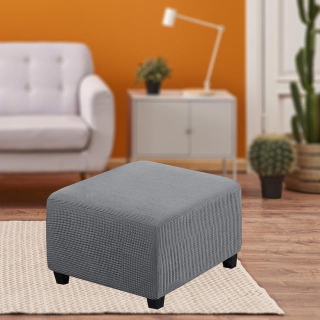 de almacenamiento plegables cuadradas Jacquard elásticas, otomanas, tela Jacquard, reposapiés extraíble, protectoras para reposap 21gris perfecl fundas otomanas