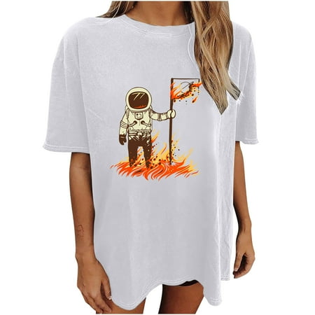 

Mrat Boho Tops For Women Short Sleeve Round-Neck Blouses & Shirts Fashion Ladies Ladies Dropped Shoulder Sleeves Loose Printed Short Sleeve Top Pullover Tops Corset Tops For Female Plus Size