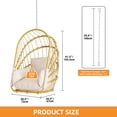 thumbnail image 6 of Craftian Wicker Hanging Egg Chair, Outdoor Swing Without Stand, 450 lbs Capacity, Beige, 6 of 9