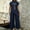 Navy, variant on Women's Solid Collared Irregular Asymmetrical Hem Short Sleeve Top Wide Leg Pants 2 Piece Outfit, Loose Casual office Matching Set Navy XL(XL)