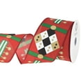 thumbnail image 2 of HOMEFORD Christmas Nutcracker Uniform Pattern Wired Ribbon, 2-1/2-inch, 10-yard, Green, 2 of 3