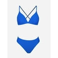 thumbnail image 3 of Cupshe Bikini Set for Women Two Piece Swimsuits V Neck Low Rise Crisscross Back Self Tie Spaghetti Straps, Size XS-XL, 3 of 5