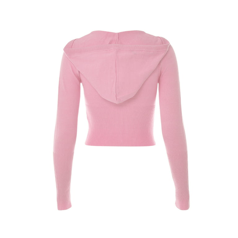 Casual Coat For Women Zip Up Long Sleeve Crop Hooded Tops Ribbed Knit  Cropped Hoodie Jacket Cute Jacket Women Cotton : : Clothing, Shoes  