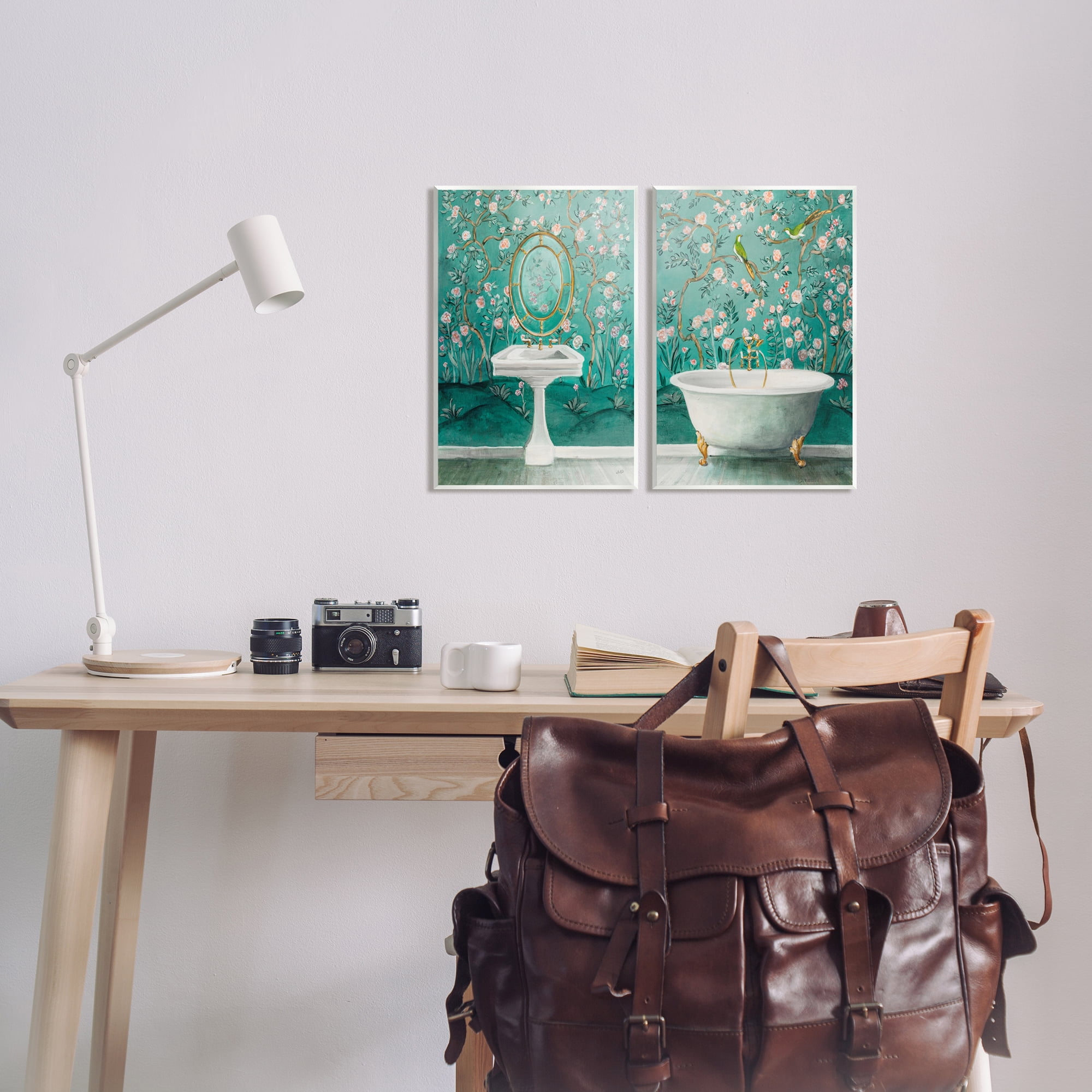 Stupell Industries Floral Patterned Bathroom Botanical & Floral Painting Unframed Art Print Wall Art, 10 x 15, Set of 2