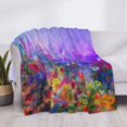 thumbnail image 3 of Uemuo Colorful Purple Cosmos Flower Printed Throw Blanket for Couch, Fluffy Fuzzy Blankets for Bed, Sofa, Cozy Flannel Faux Fur Blanket-40"x30", 3 of 6