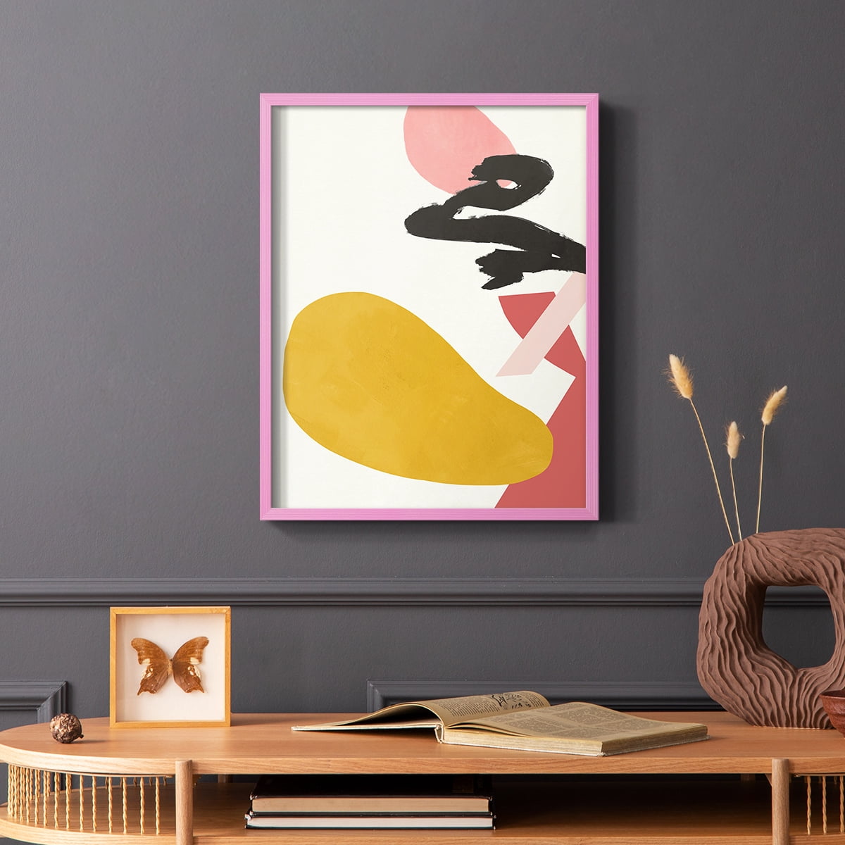 Bright Boy I Framed Print in Pink Solid Wood Framed Print No Nail Hanging