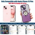 thumbnail image 2 of For iPhone 15 Plus Magnetic Glitter Case Compatible with MagSafe,Full Protection Slim Shockproof Anti-Scratch Case with Camera Lens Protector Logo View Dust-Proof Net for Women, 2 of 7