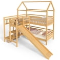 thumbnail image 6 of Harper & Bright Designs Twin Size House Bunk Bed with Storage Stairs, Wood Bunk Bed Frame with Slide for Boys and Girls, Natural, 6 of 12