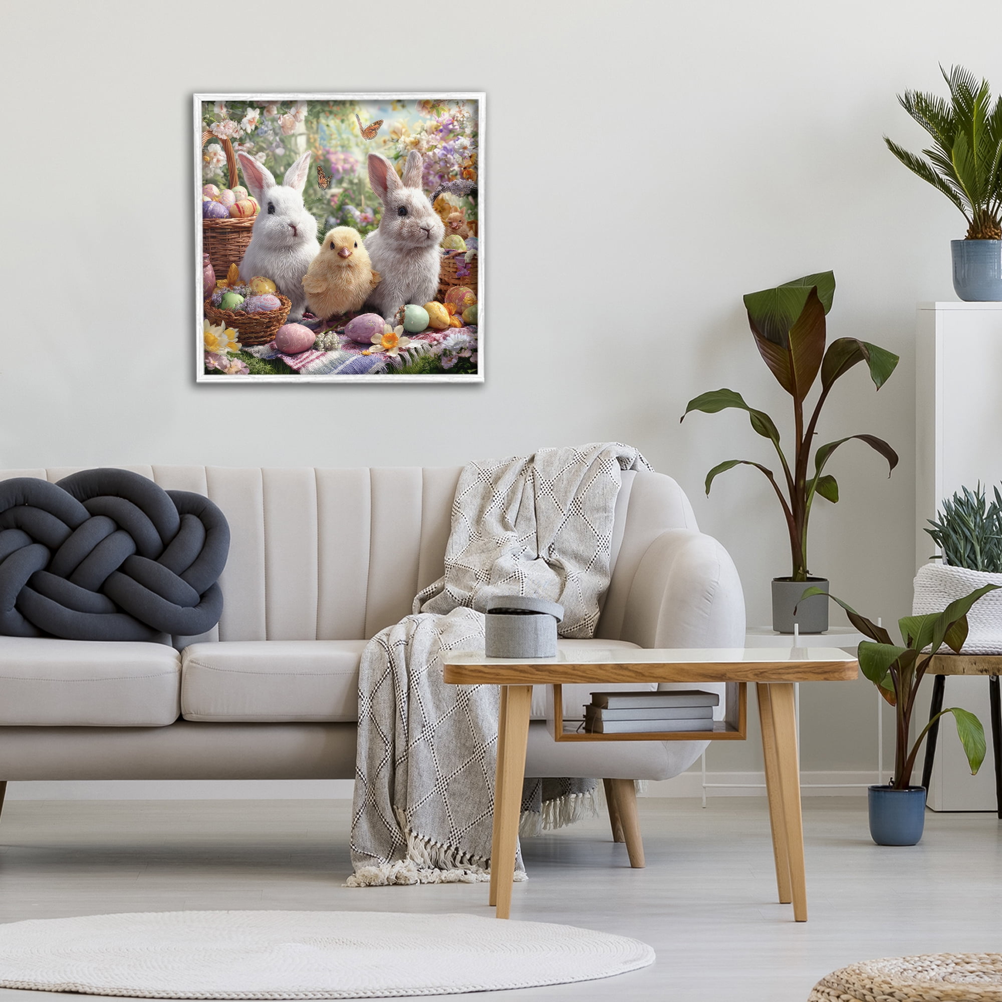 Stupell Industries Easter Animals & Eggs White Framed Giclee Art, design by The Wands Want