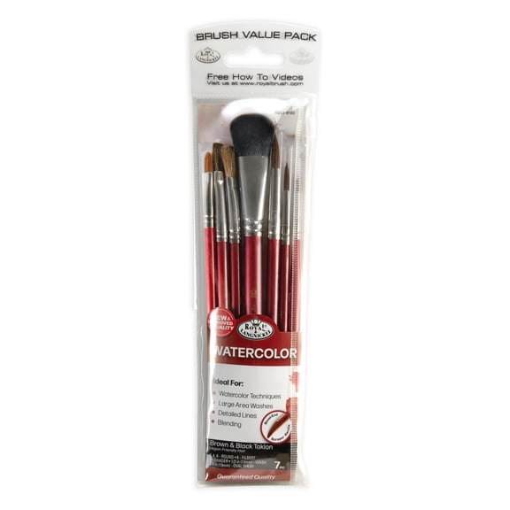 Royal & Langnickel - 7pc Brown Talkon Watercolor Artist Paint Brushes | RSET-9192 |