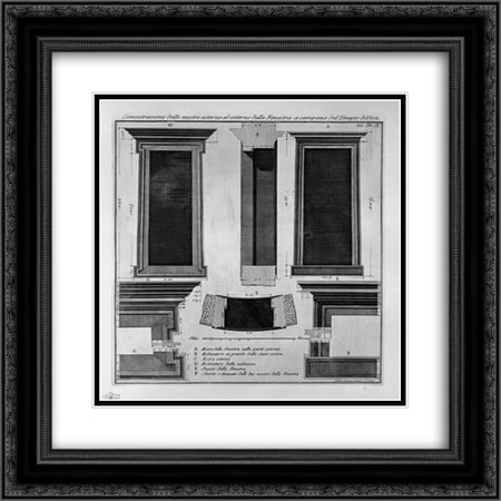 Giovanni Battista Piranesi 2x Matted 20x22 Black Ornate Framed Art Print 'Demonstration of the exterior and interior of the window shows the bell of the Temple of