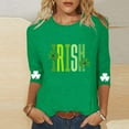 thumbnail image 4 of vdgthytj T-Shirts pour Femmes de la Saint-Patrick à Manches 3/4, Grande Taille, Col Ras du Cou, Trèfle, T-Shirt Graphique pour les Fêtes, 4 of 5