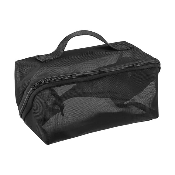 Vocoste Mesh Makeup Bag Small Makeup Bag Clear Mesh Pouch Mesh Bags with Zipper for Women Nylon Black