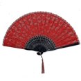 thumbnail image 3 of Eastern Wind Red Lace Folding Fan For Women, Wedding Fans, 3 of 4