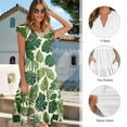 thumbnail image 6 of Uorisanigo Palm Leaf Couple Matching Outfit Husban and Wife Clothing Comfortable Men's Short Sleeve Shirt Beach Tops and Women's V-neck Dress A-Line Party Dresses Size 2XS, 6 of 7