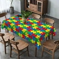thumbnail image 4 of Autism Awareness Tablecloth April Puzzle Piece Decoration Rustic Kitchen Dining Room Home Decor-60×84inch, 4 of 5