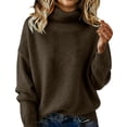 thumbnail image 6 of Chuancc Long Sleeve Shirts for Women,Autumn Knit Pullover Tops Slim Fit Long Sleeve Shirt Fitted Turtleneck Tops Basics Womens Clothing Long Sleeve Knit Tops for Women D-Brown S, 6 of 9