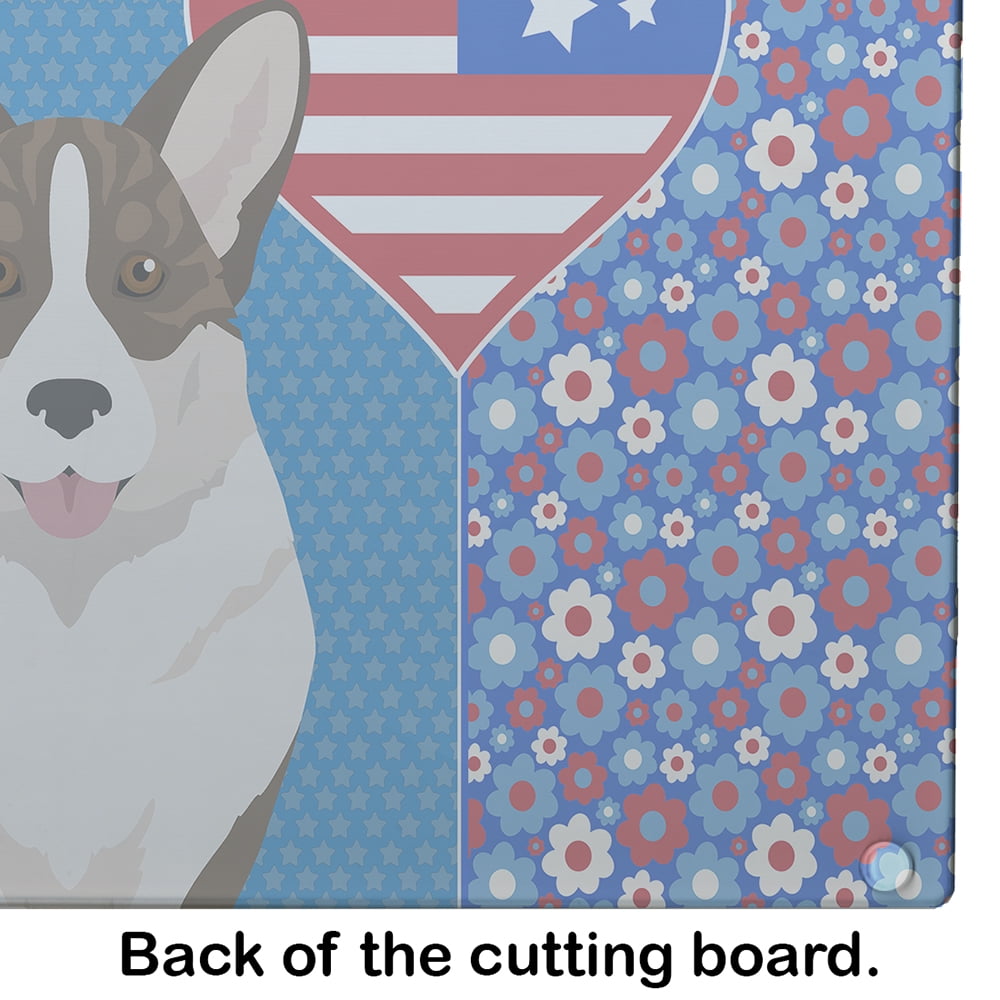 Brindle Cardigan Corgi Glass Cutting Board Large 12 in x 15 in
