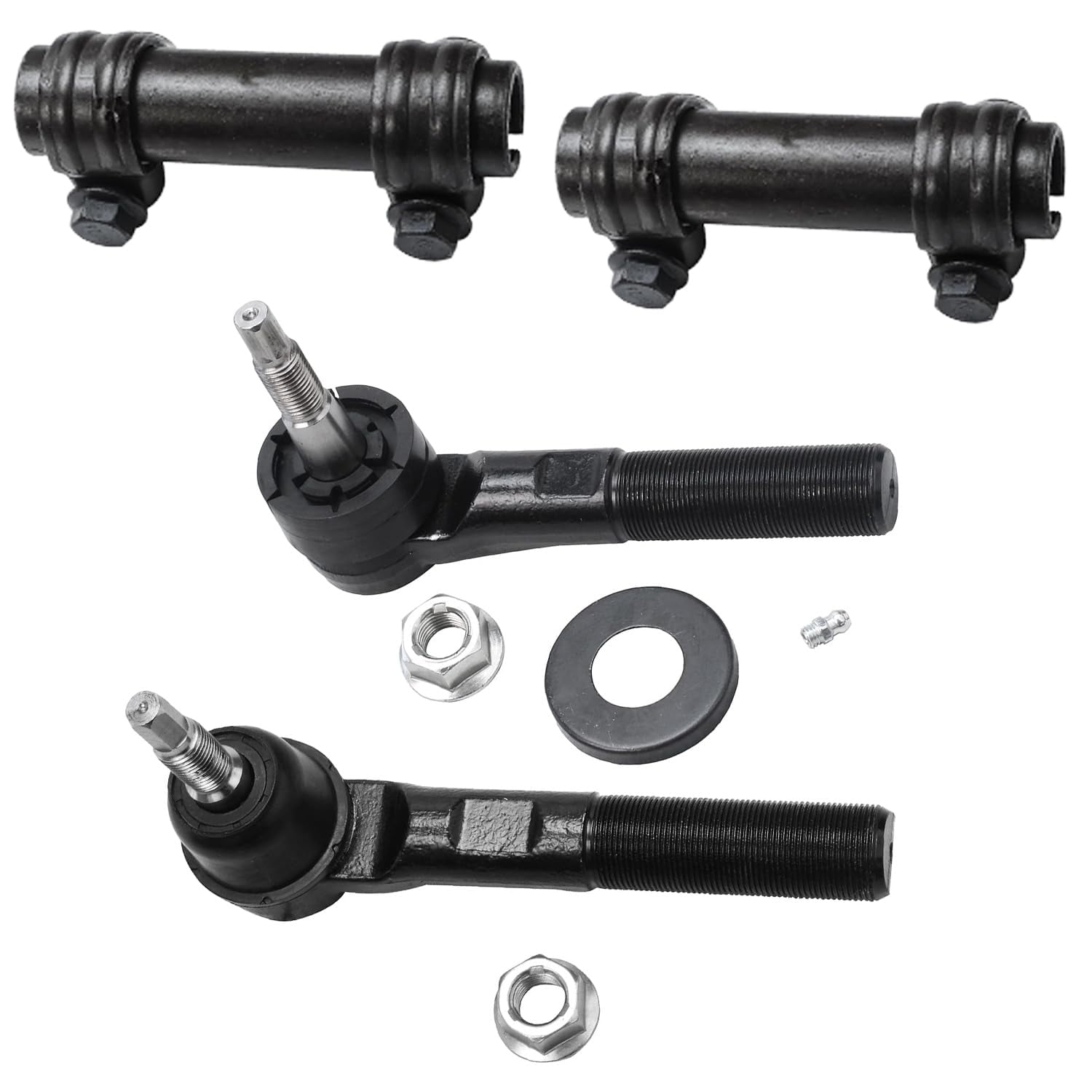 Detroit Axle - Front Suspension Kit - CV Axle Shafts + Lower and Upper Ball Joints + Inner Outer Tierods + Tie Rod Adjusting Sleeves for 2003 2004 2005 2006 2007 Dodge RAM 2500 3500-4WD