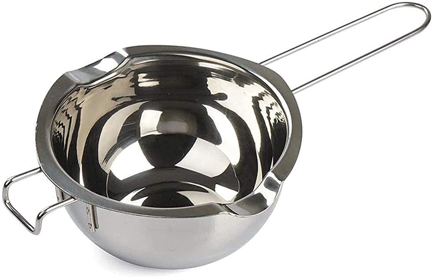 Waymeduo Double Boiler Insert Double Spouts Melted Butter Chocolate Cheese Caramel Heat-Resistant Handle Flat Bottom 18 8 Stainless Steel Universal Melting Pot Red Handle 