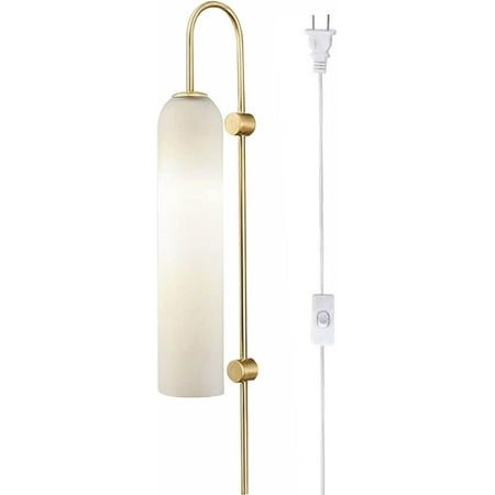 

SHADY Mid-Century Wall Sconce with On/Off Switch Smoke Gray Luxury Wall Mounted Bedside Plug in Wall Light Creative Long Tube Glass Decoration Wall Lamps for Living Rooms Bedrooms Backgr