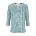 thumbnail image 4 of Utoimkio 3/4 Sleeve Blouses for Women Plus Size V Neck Shirts Casual Floral Print Lightweight Loose Fit Tee Tops for Women, 4 of 5