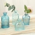 thumbnail image 5 of BalsaCircle 6 Mixed Blue Glass Flower Vases Embossed Vintage Design Party Events Home Decorations Supplies, 5 of 7