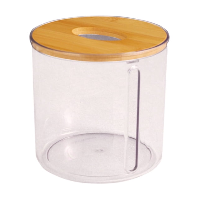 Tauxra Wood Tissue Box Holder Plastic Storage Container for Living Room Office Desk 8.4 Inch Long Clear Top Easy Refill