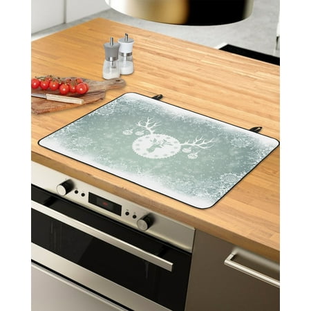 

Christmas Snowflake Stove Top Covers for Electric Stove Heat Insulation Fireproof Glass Cooktop Cover Counter Top Glass Stove Cover for Prevent Scratches 29 x21 Winter Teal Elk Xmas Balls