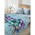 thumbnail image 4 of Spring Purple Flowers Twim Size Flat Sheet, Wrinkleproof & Fadeproof Cooling Flat Bed Sheet Only, Floral Mottled Teal Wall Retro Breathable Soft Bedding Top Sheets 66 x 96 Inches, 4 of 8