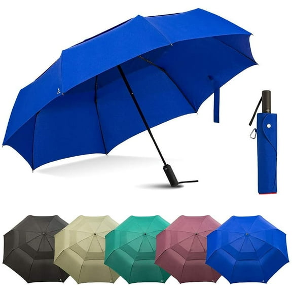 Portobello Large Umbrella For Rain - Big 54 Inch Double Vented Canopy, Folds Into Travel Size, Big Enough To Fit In 2 Adults, Heavy Duty, Sturdy, Windproof W/Auto Open Close