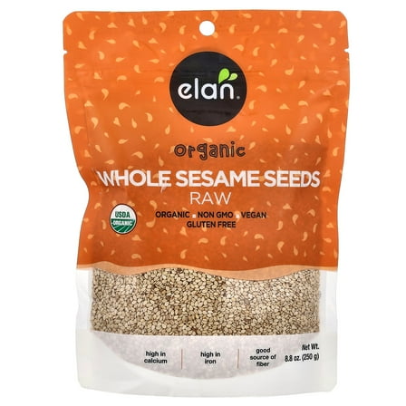 Elan Organic Whole Sesame Seeds, Raw, 8.8 oz (250 g)