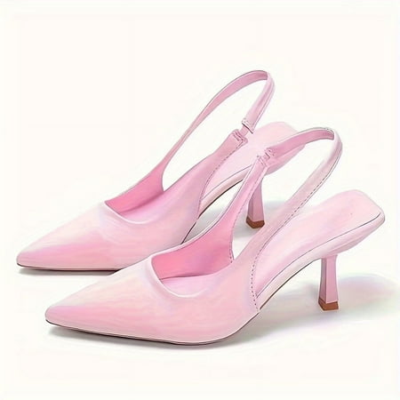 

Lightweight & Chic Solid Color Stiletto Heels - Elegant Pointed Toe Slingback